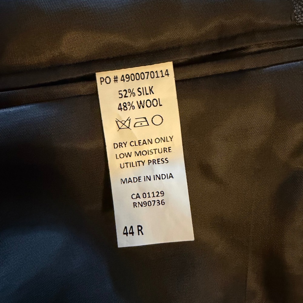 Calvin Klein Blazer Dark Grey Glen Plaid Two Button Sport Coat Preppy Mens 44R - Picture 10 of 13